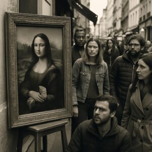 ELLE S’ÉVADE DU CADRE: LA JOCONDE PREND SA PAUSE-CROISSANT