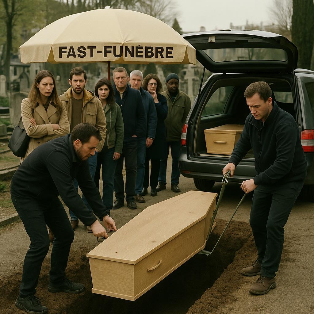 ENTERRÉ EN 10 MINUTES CHRONO: LA VILLE SE RUE SUR LE FAST-FUNÈBRE