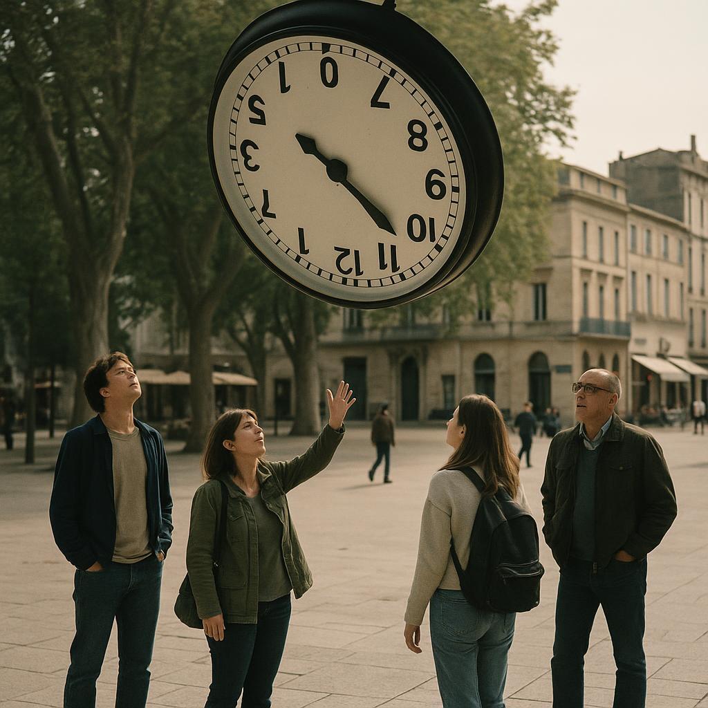 La Gravité Rend son Tablier: Matinée à l’Envers sur la Place des Horloges