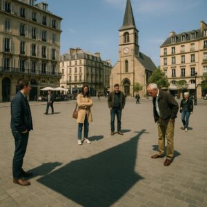 Au cœur de la ville, l’ombre du clocher n’a pas pris son service ce midi.