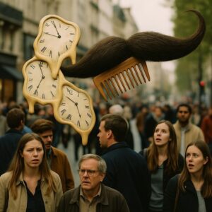 La moustache de l’aube peigne les horloges molles