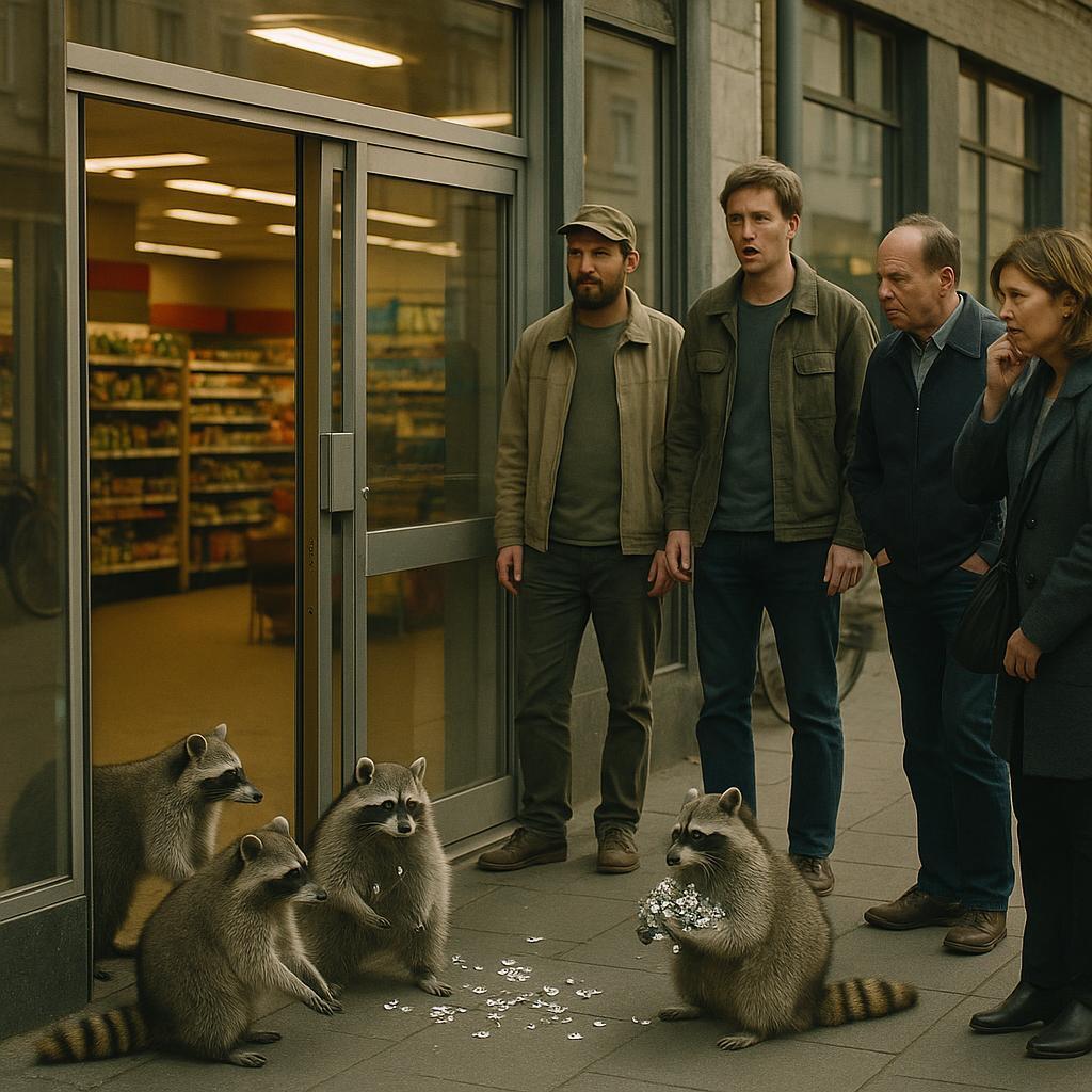 Razzia éclatante en centre-ville: des ratons laveurs ouvrent un supermarché qui n’accepte que le brillant