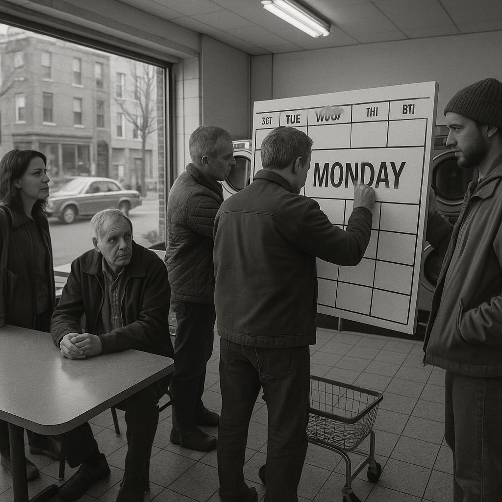 Réunis incognito dans une laverie-coworking, des fabricants de calendriers ont décidé d'effacer le lundi pour « alléger la semaine ».