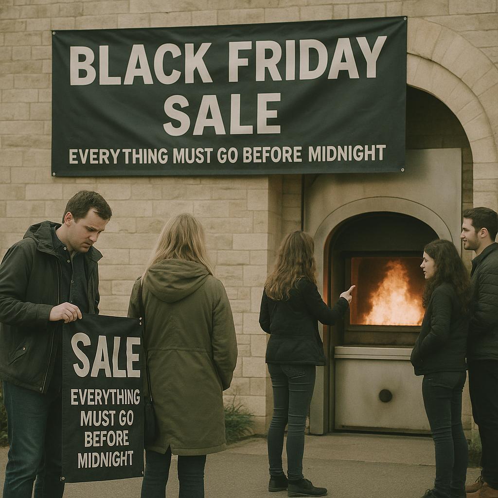 BLACK FRIDAY AU CRÉMATORIUM: TOUT DOIT DISPARAÎTRE AVANT MINUIT