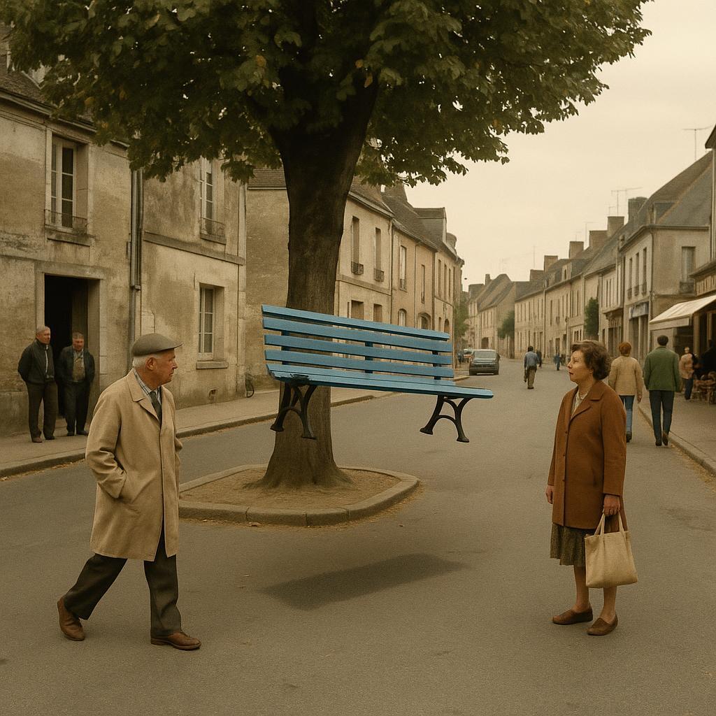 Banc bleu déplacé de 47 cm: l’ombre du tilleul manque la belote, Saint-Michel-du-Lavoir suffoque