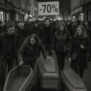 CERCUEILS À -70%: LA NUIT DES BONNES AFFAIRES VIRE AU MACABRE