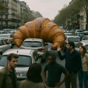 EXCLUSIF — UN CROISSANT GÉANT S’ÉVADE ET PARALYSE LA VILLE: L’EMBOUTEILLAGE LE PLUS DÉLICIEUX DE L’HISTOIRE