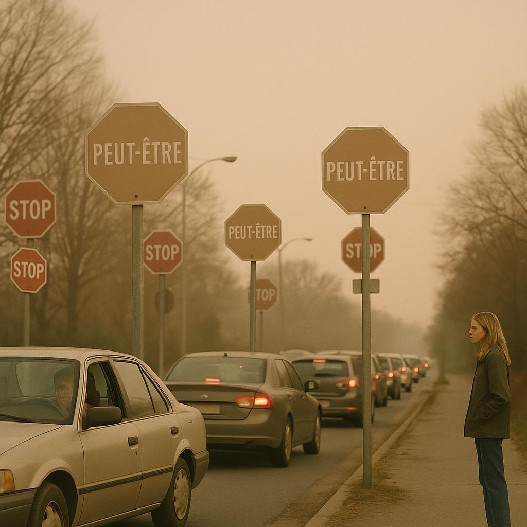 Embouteillage existentiel: les panneaux STOP passent à PEUT-ÊTRE dès l’aube