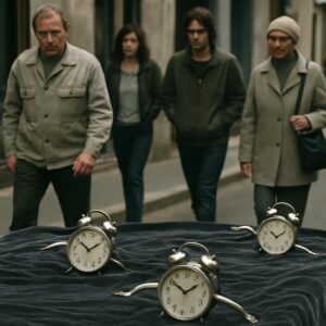Les horloges apprennent à nager sur un trottoir de velours