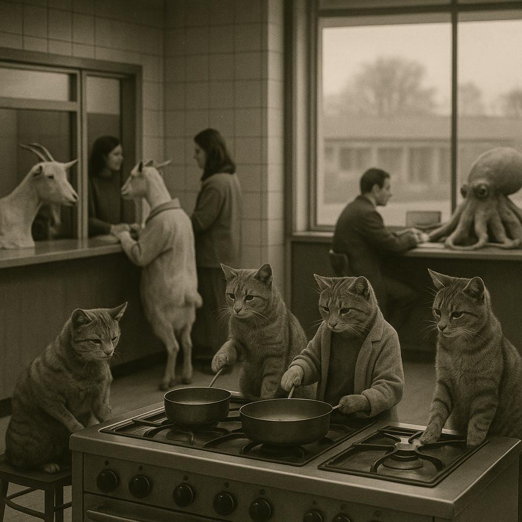 Matinée inouïe: chats aux fourneaux, chèvres aux guichets, poulpes aux bilans