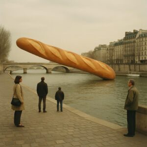 BAGUETTE GÉANTE S’ÉVADE ET SE TRANSFORME EN PONT SUR LA SEINE