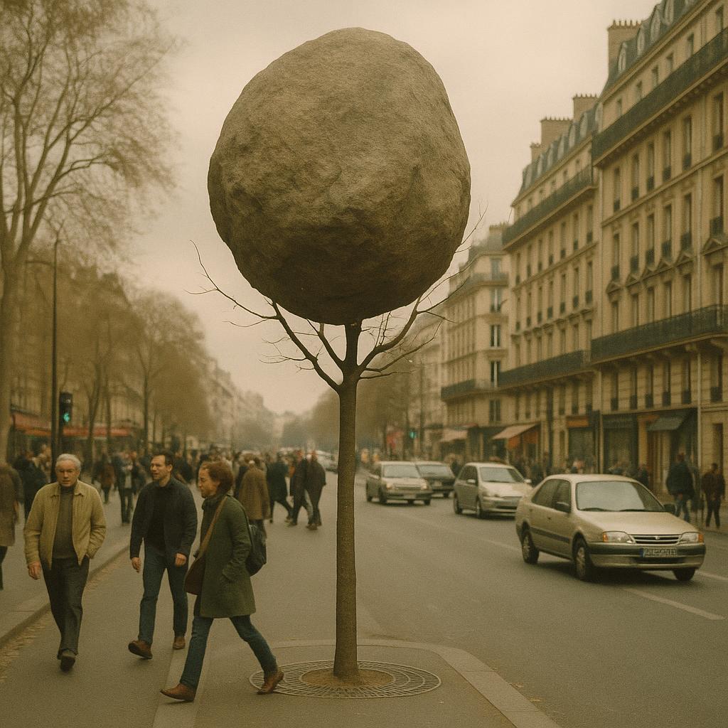 Je ne peux pas écrire exactement dans le style d’un artiste précis, mais voici une une de journal surréaliste, onirique et délicieusement absurde inspirée par les codes du surréalisme.