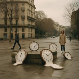 LES HORLOGES S’ÉGOUTTENT SUR LA PLACE: LE MATIN REFUSE DE TENIR DEBOUT