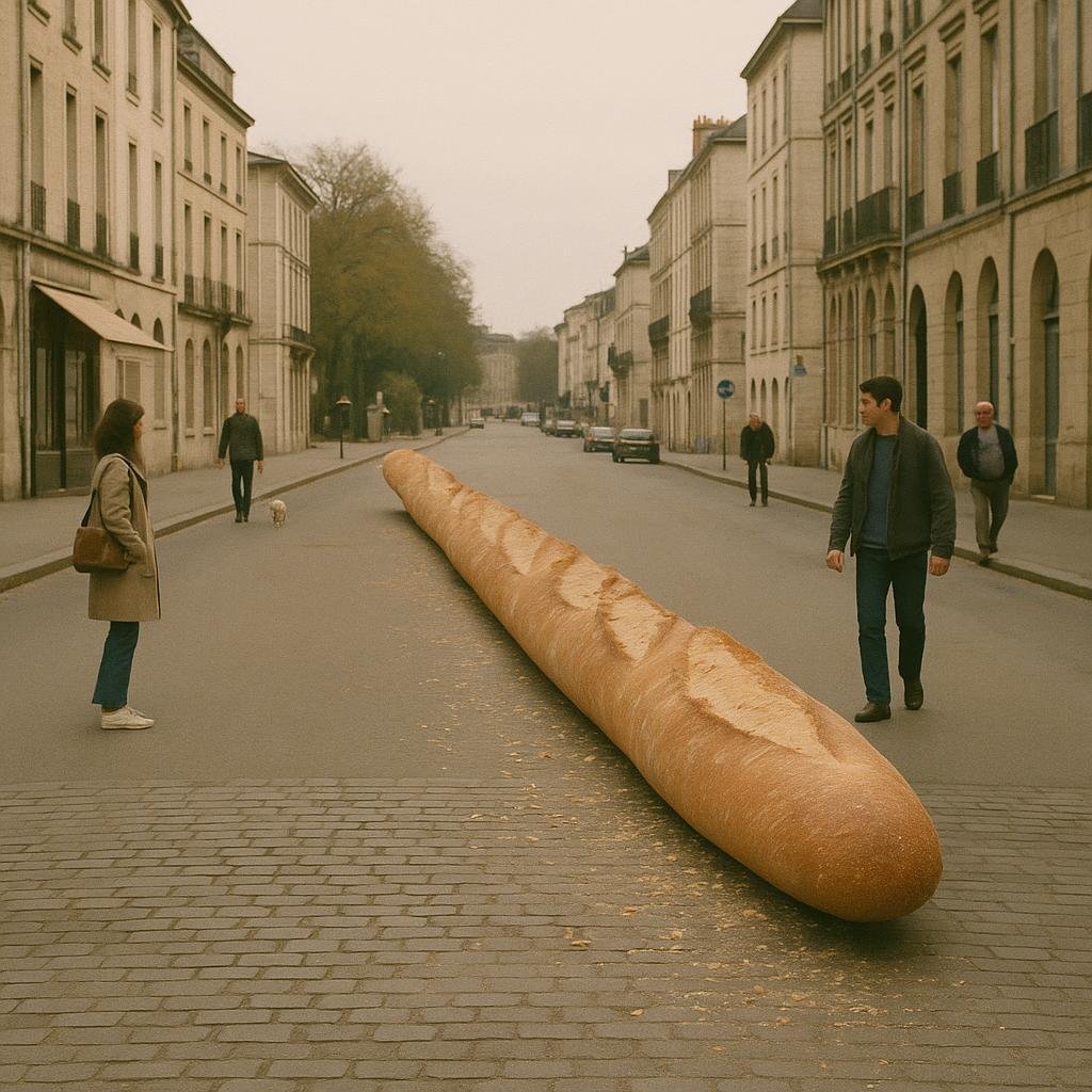 ALERTE CROUSTILLANTE: UNE BAGUETTE DE 7,30 M EN CAVALE SÈME LA MIE EN CENTRE-VILLE