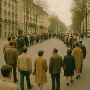 File d’attente se mord la queue: l’heure patiente