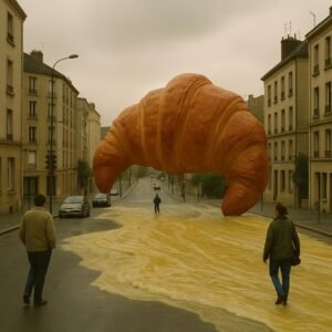 PANIC FEUILLETÉE: UN CROISSANT GÉANT S’ÉVADE, LA VILLE GLISSE SUR LE BEURRE