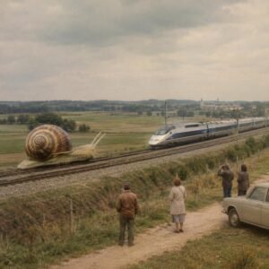 L’ESCARGOT QUI A DOUBLÉ UN TGV: 312 KM EN 27 MINUTES, COQUILLE AU VENT!